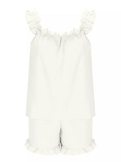 Ruffle Sleeveless Shorts Set