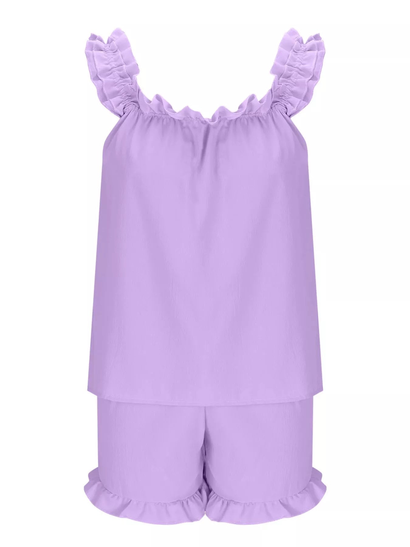 Ruffle Sleeveless Shorts Set
