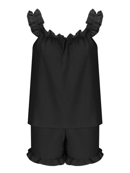 Ruffle Sleeveless Shorts Set