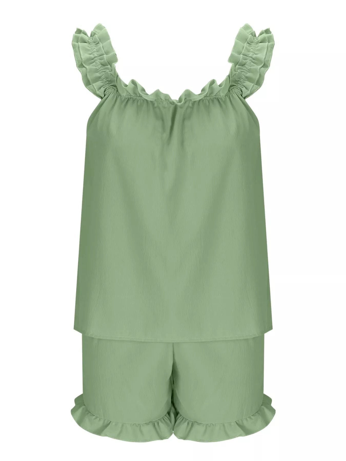 Ruffle Sleeveless Shorts Set