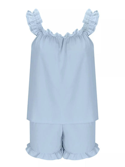 Ruffle Sleeveless Shorts Set