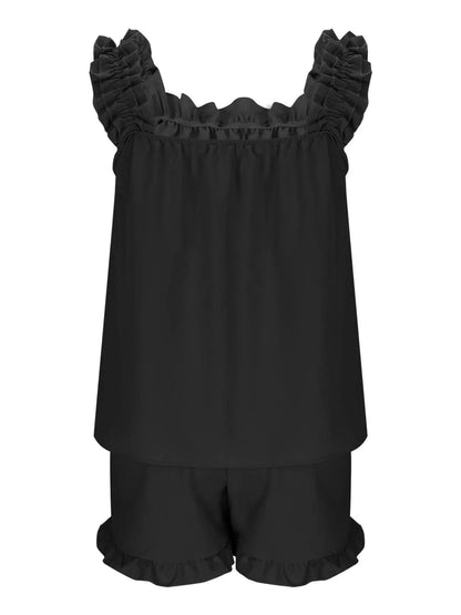 Ruffle Sleeveless Shorts Set