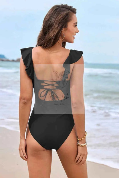 Ruffled Plunge One-Piece Swimwear