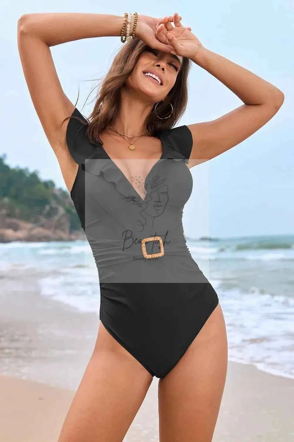 Ruffled Plunge One-Piece Swimwear