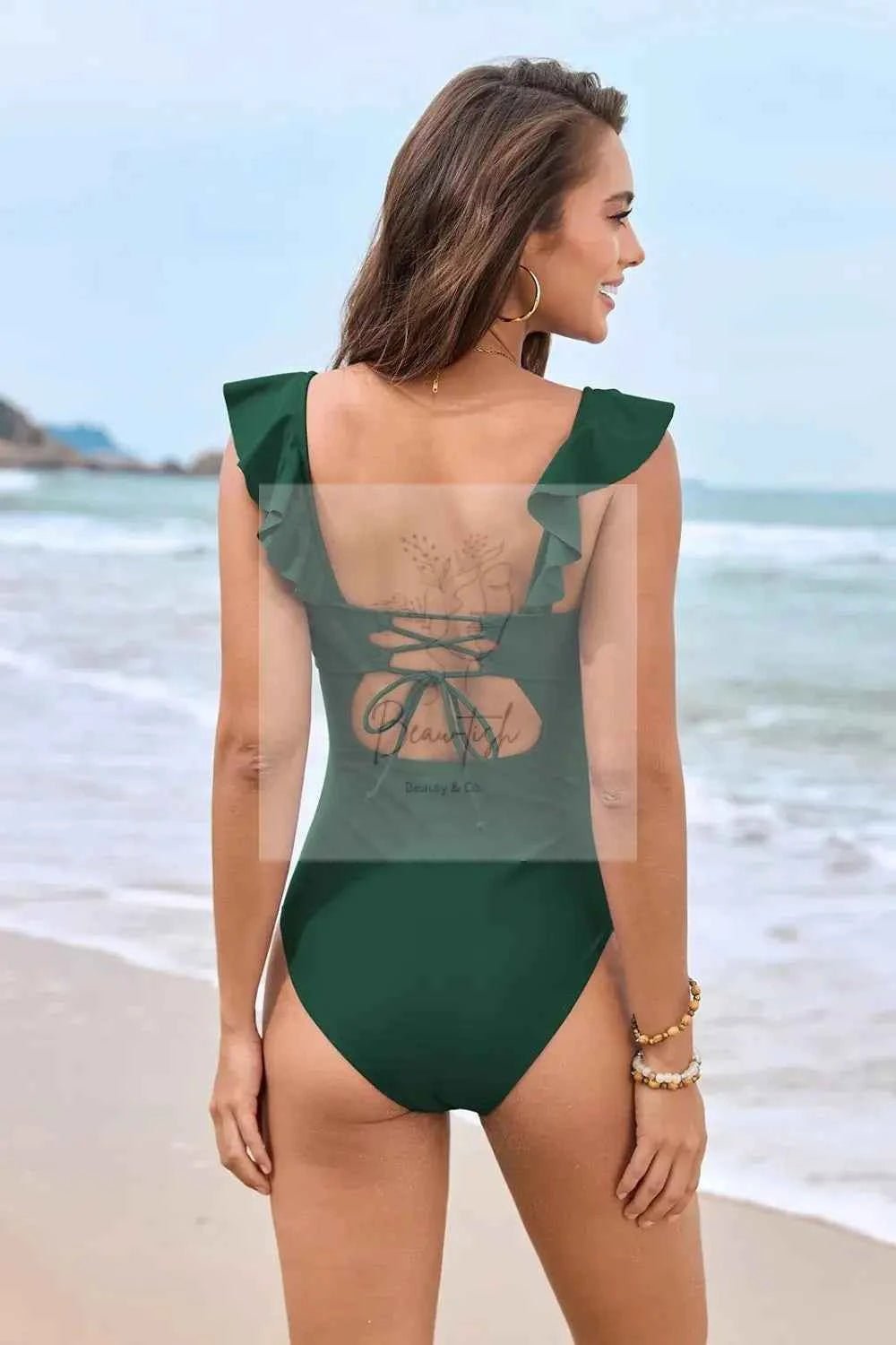 Ruffled Plunge One-Piece Swimwear