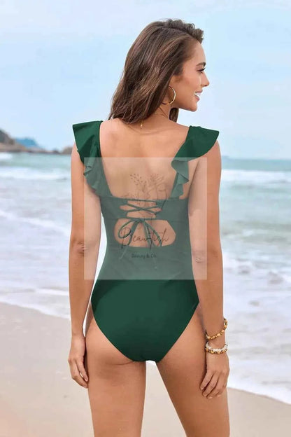 Ruffled Plunge One-Piece Swimwear