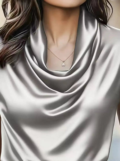 Satin Cowl Neck Blouse