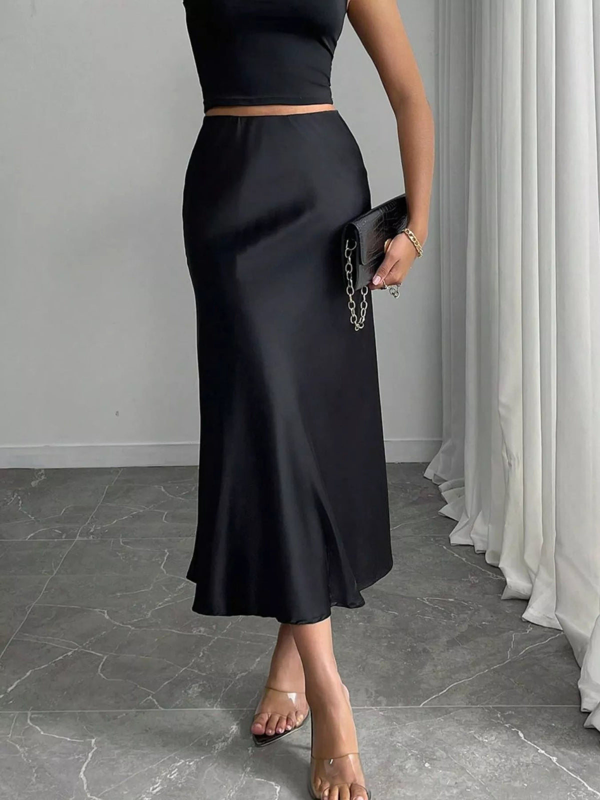 Satin Midi Skirt