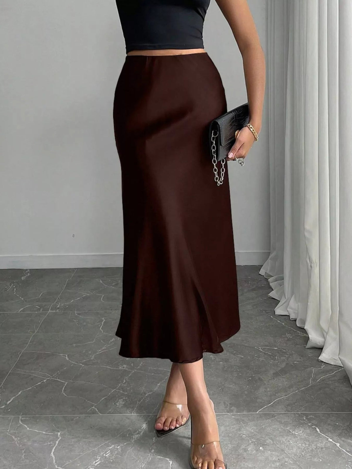 Satin Midi Skirt