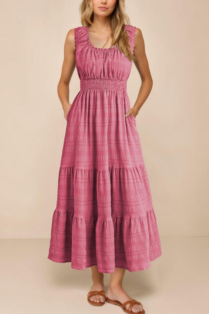 Scoop Neck Wide Strap Midi Dress