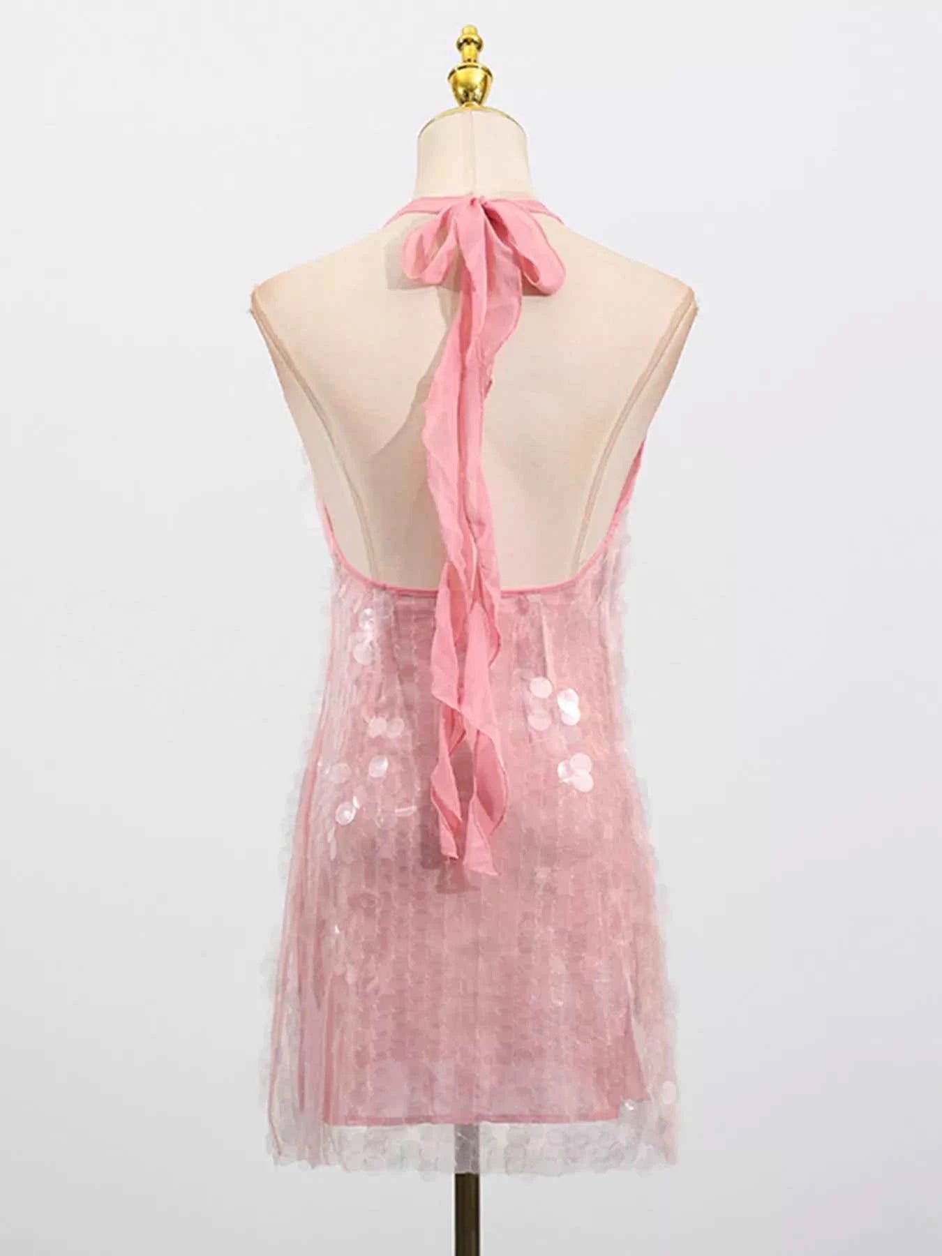 Sequin Halter Neck Mini Dress