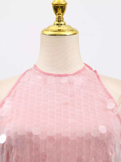 Sequin Halter Neck Mini Dress