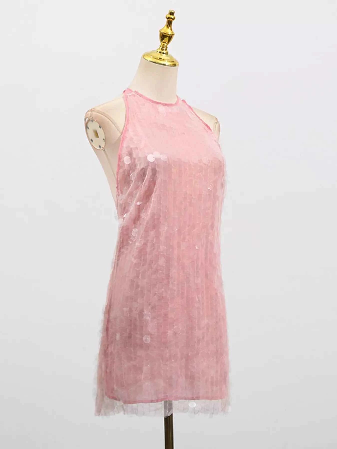 Sequin Halter Neck Mini Dress