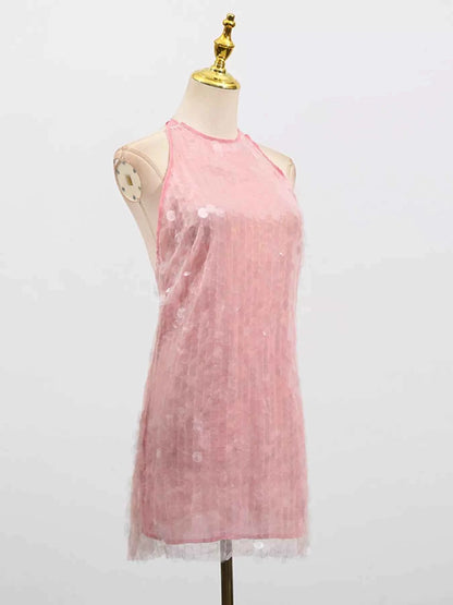 Sequin Halter Neck Mini Dress