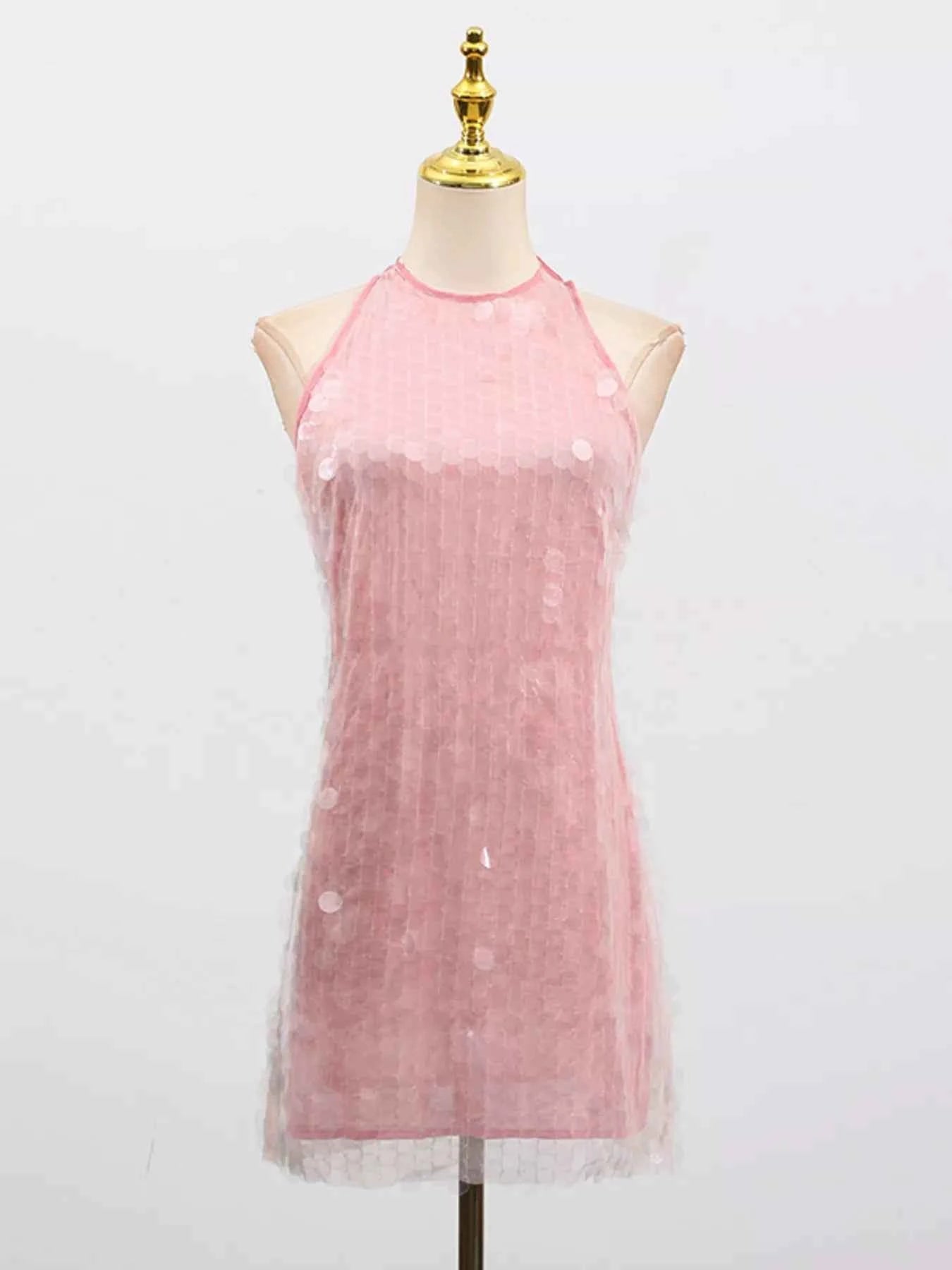 Sequin Halter Neck Mini Dress