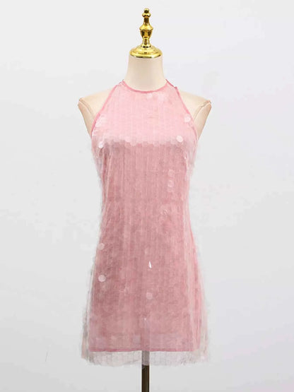 Sequin Halter Neck Mini Dress