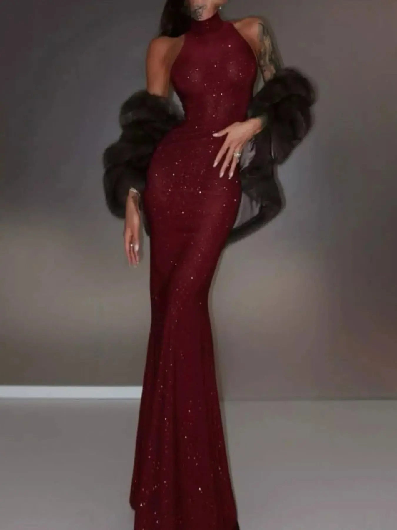 Sequin Sleeveless Maxi Dress