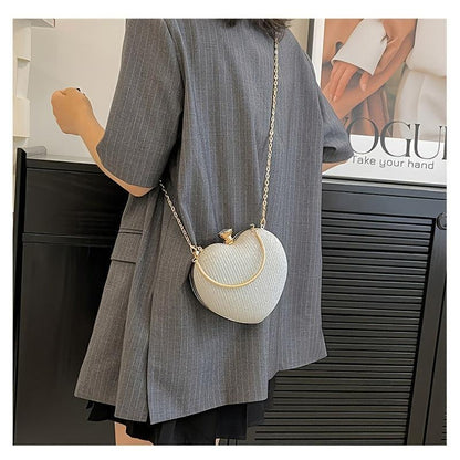 Sequined Heart Chain Crossbody Bag