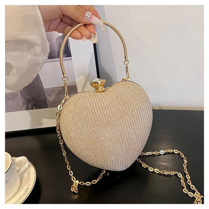 Sequined Heart Chain Crossbody Bag