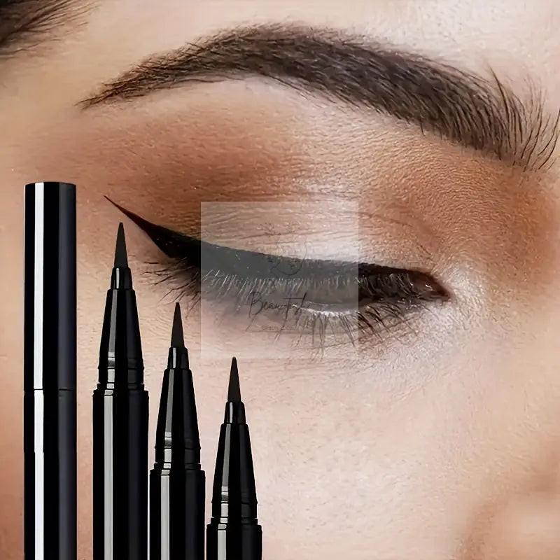 Set of 3 Black Eyeliner Pens, Ultra-Fine Liquid Eyeliner, Long-Lasting, Waterproof, And Smudge-Proof