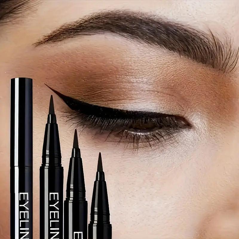 Set of 3 Black Eyeliner Pens, Ultra-Fine Liquid Eyeliner, Long-Lasting, Waterproof, And Smudge-Proof