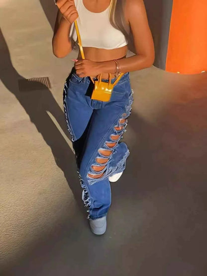Side Distressed Jeans