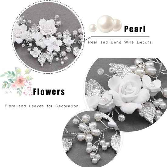 Silver Pearl Flower Vine Bridal Hair Accessory – Crystal Wedding Hairpiece