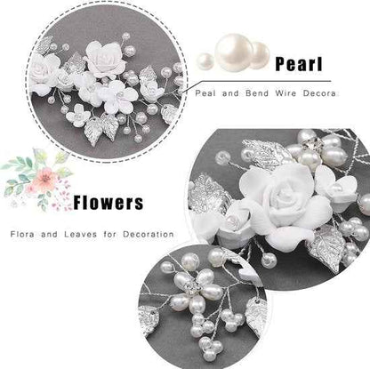 Silver Pearl Flower Vine Bridal Hair Accessory – Crystal Wedding Hairpiece