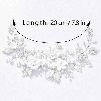 Silver Pearl Flower Vine Bridal Hair Accessory – Crystal Wedding Hairpiece