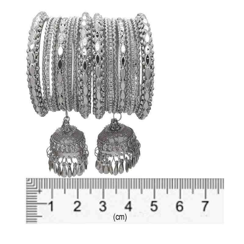 Silver Plated Latkan Kada Bangles Set of 2