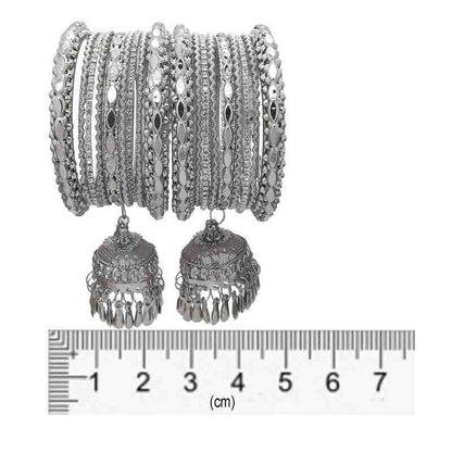 Silver Plated Latkan Kada Bangles Set of 2
