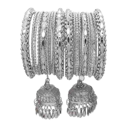 Silver Plated Latkan Kada Bangles Set of 2