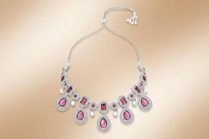 Silver Traditional Kundan & Stone Choker Necklace Jewellery With Earrings & Maang Tikka Set