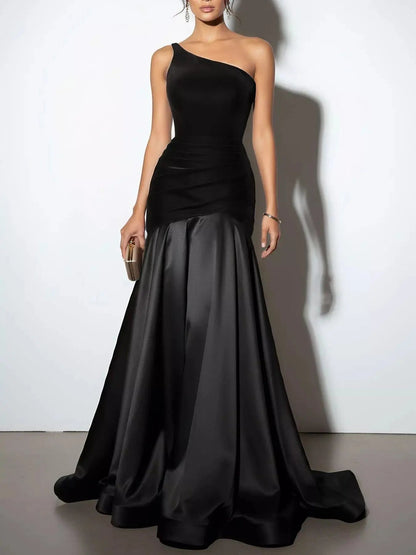 Single Shoulder Floor Length Dress