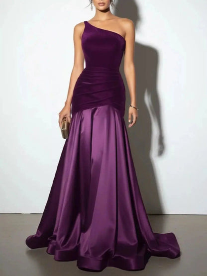 Single Shoulder Floor Length Dress