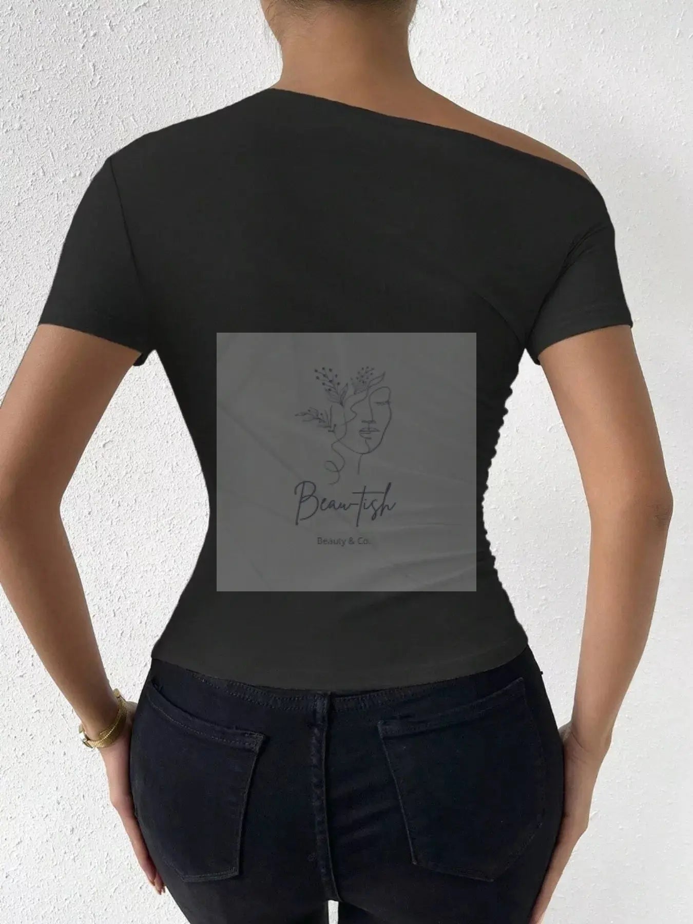 Single Shoulder Short Sleeve T-Shirt