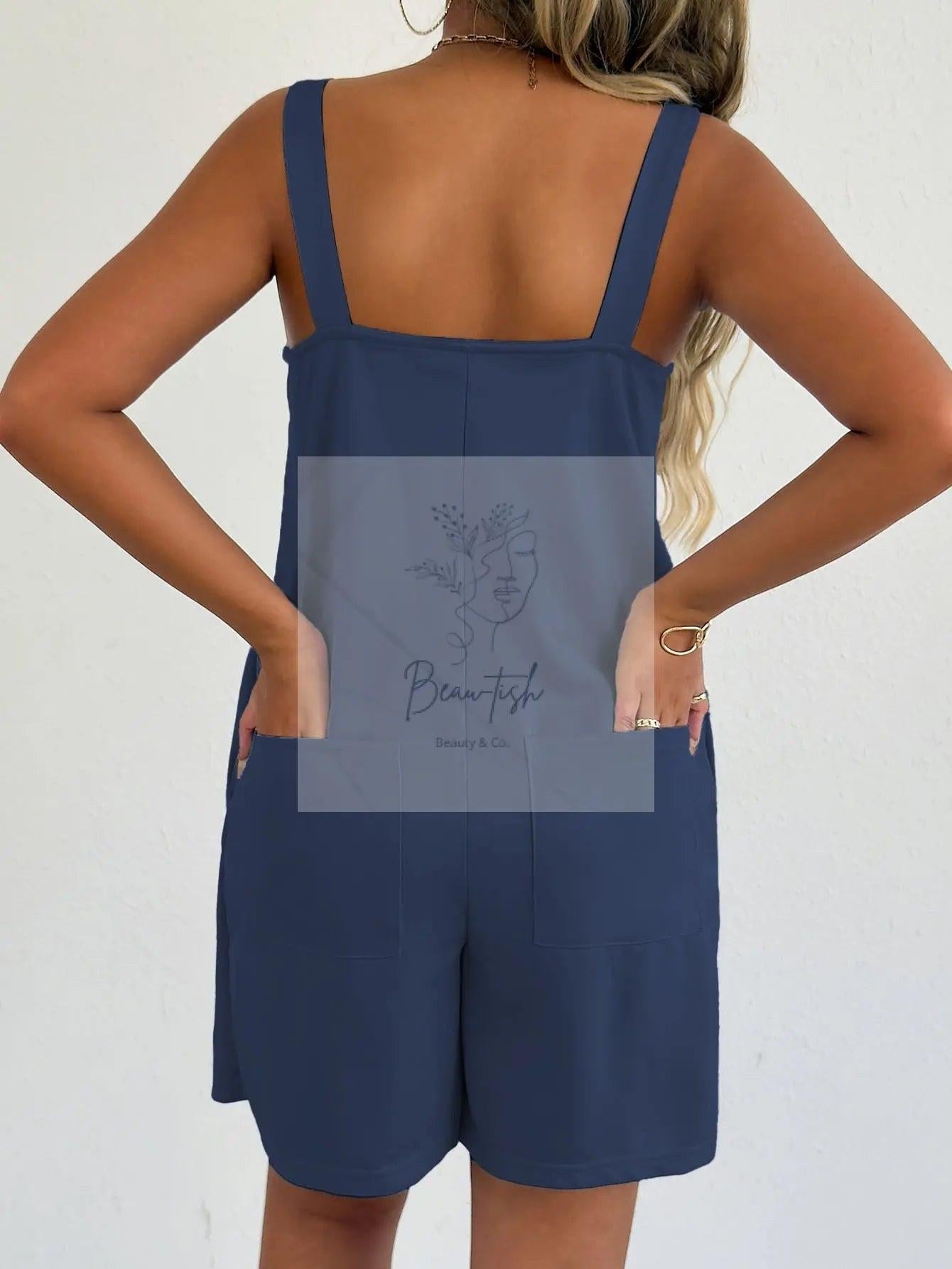 Sleeveless Casual Romper with Side Pockets