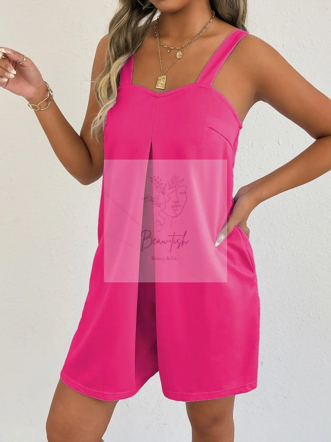 Sleeveless Casual Romper with Side Pockets