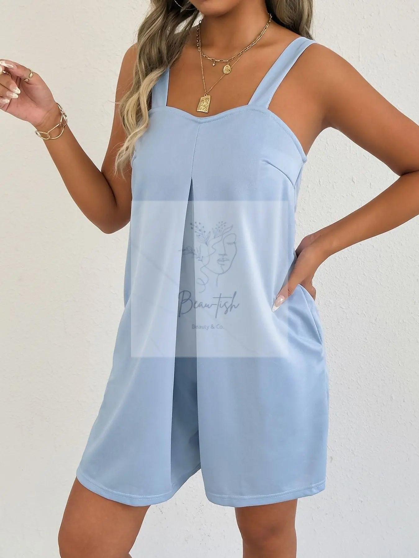 Sleeveless Casual Romper with Side Pockets