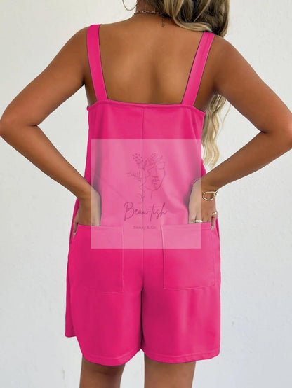Sleeveless Casual Romper with Side Pockets