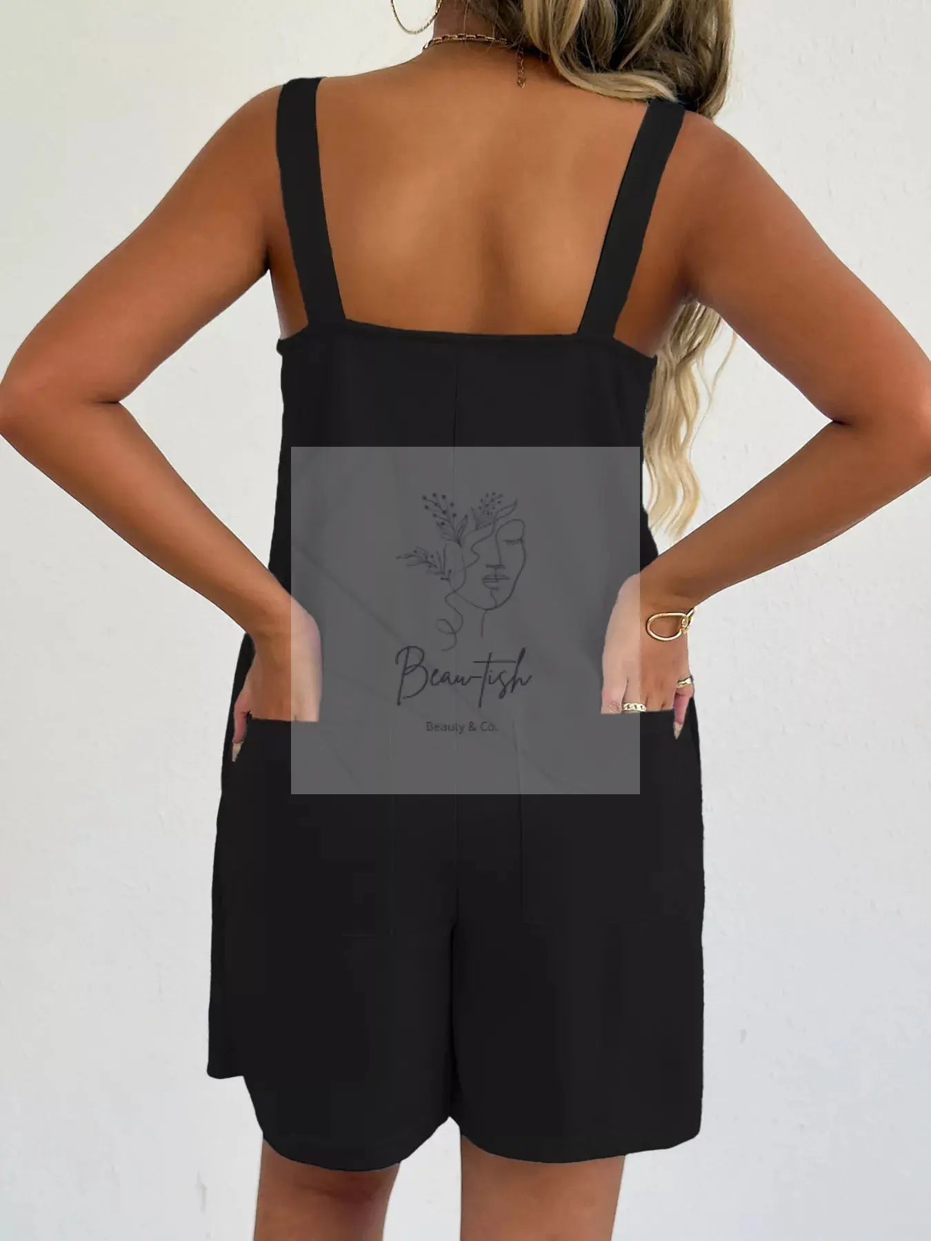 Sleeveless Casual Romper with Side Pockets