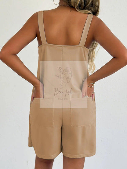 Sleeveless Casual Romper with Side Pockets