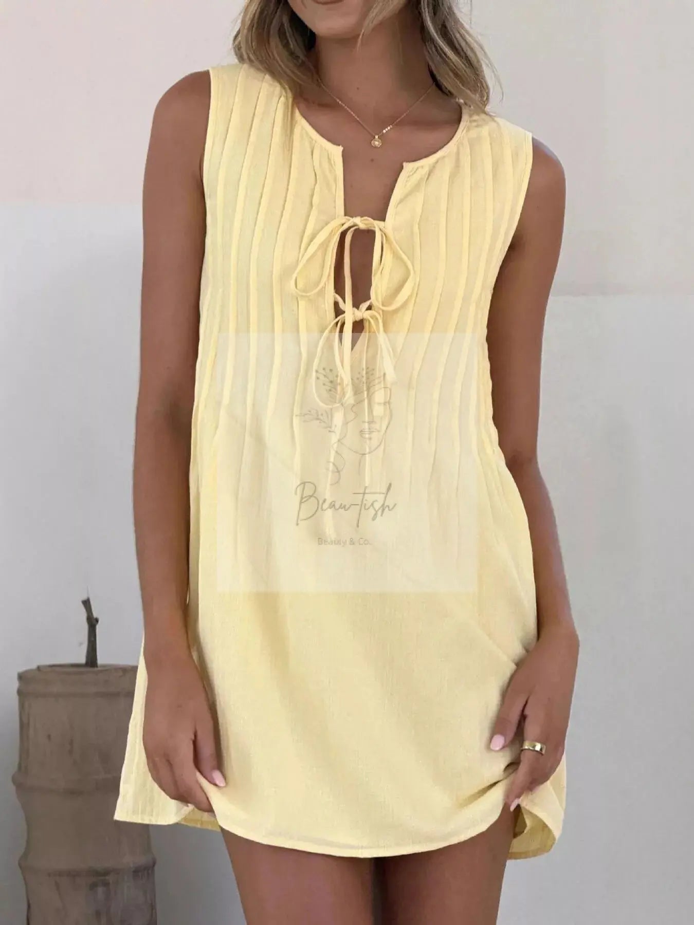 Sleeveless Tie-Front Mini Dress