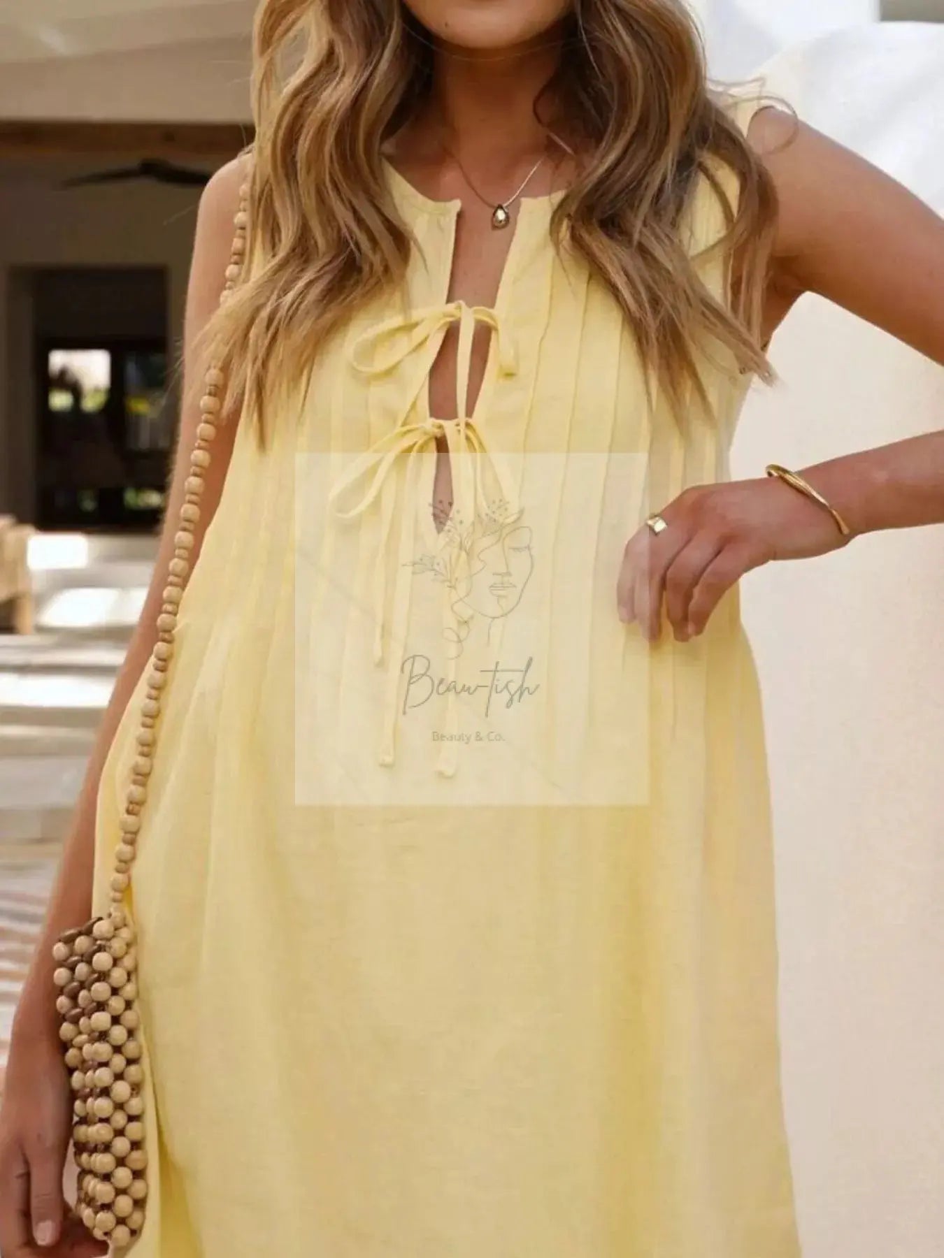 Sleeveless Tie-Front Mini Dress