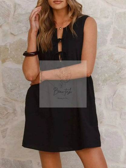 Sleeveless Tie-Front Mini Dress