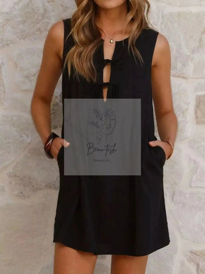 Sleeveless Tie-Front Mini Dress