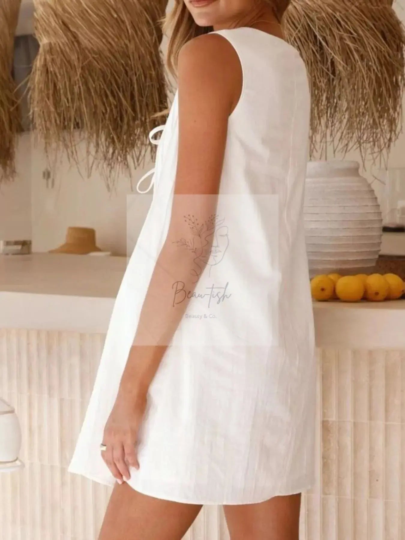 Sleeveless Tie-Front Mini Dress