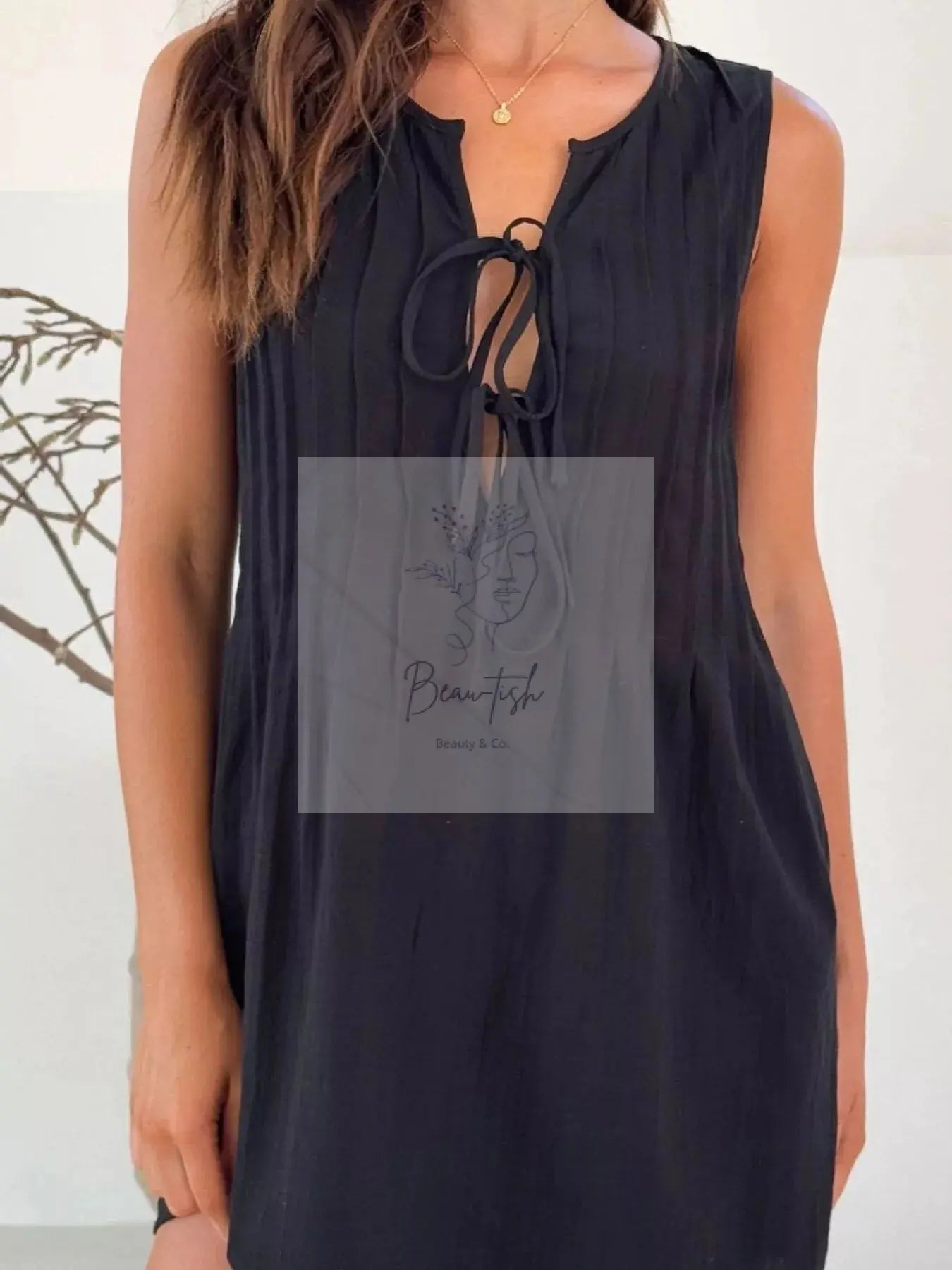 Sleeveless Tie-Front Mini Dress