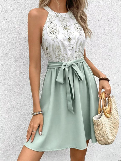 Tie Waist A-Line Mini Dress