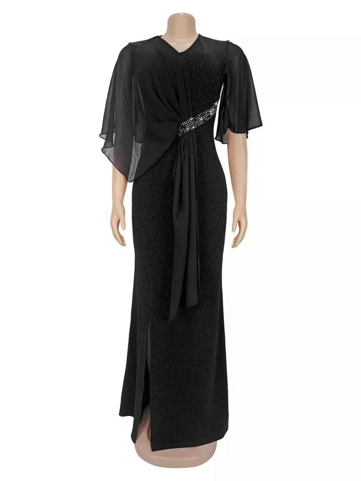 Slit Flutter Sleeve Maxi Dress